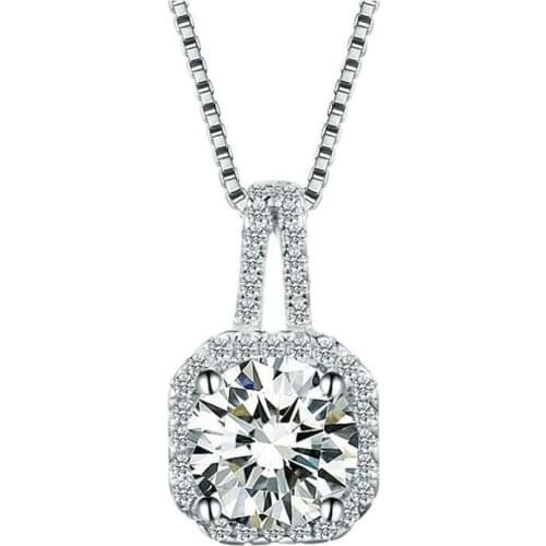 New S925 Sterling Silver Necklace Crystal Zircon Pendant Necklace Lady Strap Jewelry Gift