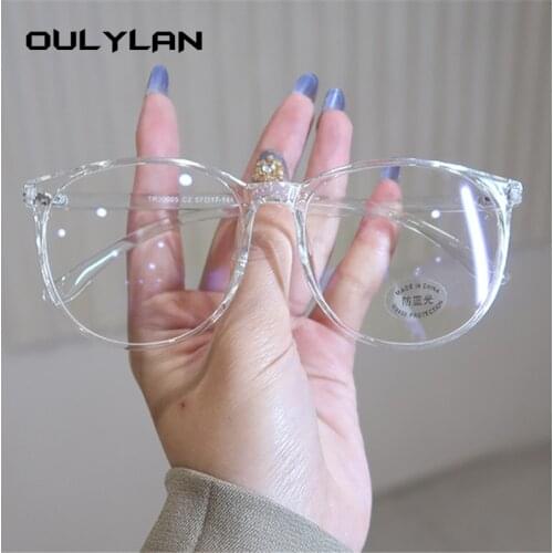 Oulylan Anti Blue Light Glasses Frame Men Transparent Round Eyeglasses Frames Women Optical Spectacles Blocking Computer Eyewear