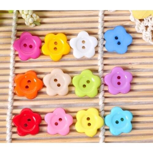 100Pcs 2 Holes Candy Color Resin Flower Buttons Clothing Sewing Button Fit Scrapbooking Apparel Crafts Diy Decoration