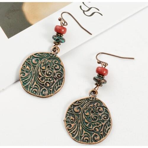 Bohemian big round circle drop earrings for women Boho natural stones beads dangle earrings earings earing jewelry brinco bijoux