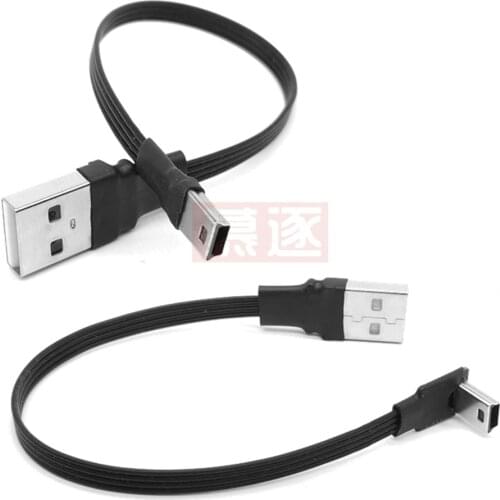 Super Flat flexible Mini USB B Type 5pin Male UP Down Left Right Angled 90 Degree to USB 2.0 Male Data Cable 0.1m 0.2m 0.5m 1m