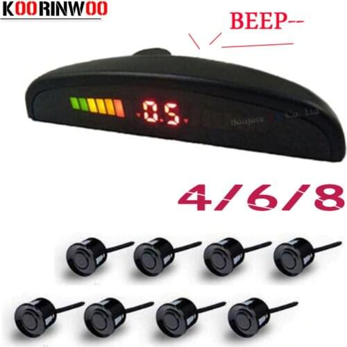 Koorinwoo LED Screen Parktronic Car Parking Sensor 4/6/8 Radars Sound Alert Indicator Probes Parking Assistance Black Silver