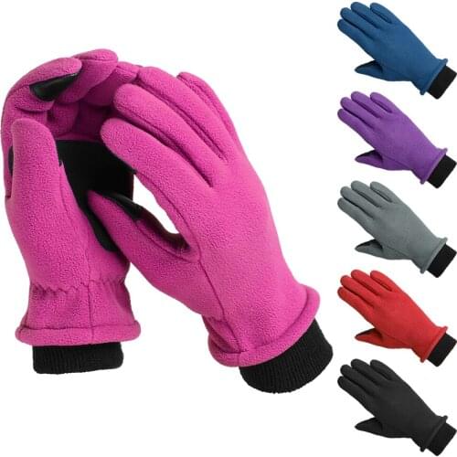 Outdoor Windproof Cycling Gloves Thermal Polar Fleece Touchscreen Gloves Cold-proof Outdoor Gloves For Hiking Riding Skating