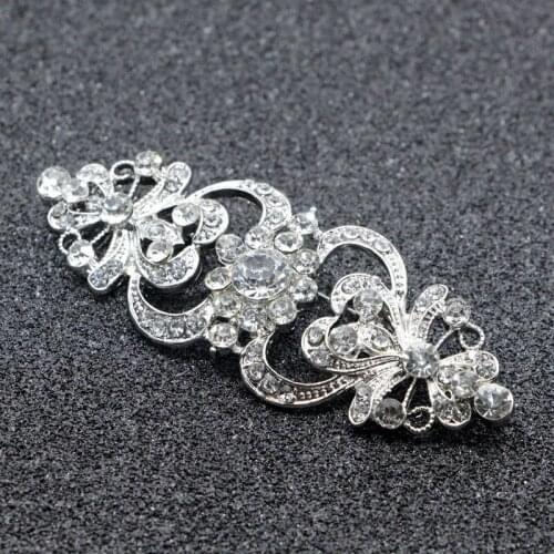 Vintage Large Flower Crystal Brooch Pin Bridal Wedding Party Dress Clothing Alloy Broaches For Women Clothing Jewelry