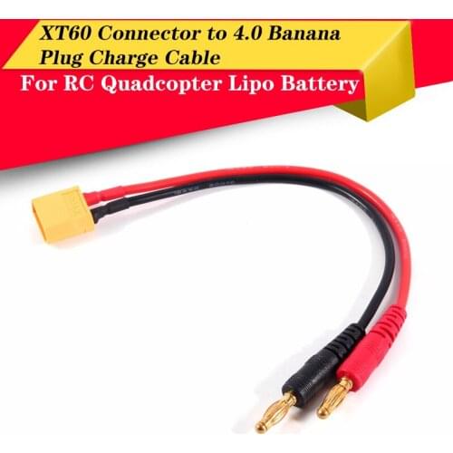 High Quality 26cm XT60 Connector to 4.0 Banana Plug Charge Cable 14AWG Silicone Wire for RC Helicopter Quadcopter Lipo Battery