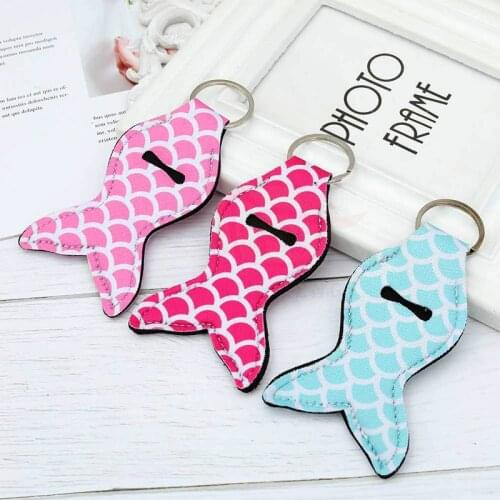 100PCS Free Shipping Mermaid Chapstick Holder New Arrival High Quality Mermaid Tail Keychain Holders Neoprene Gift