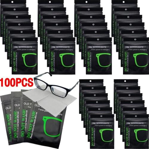 100Pcs Reusable Anti-Fog Wipes Glasses Pre-moistened Antifog Lens Cloth Defogger Eyeglass Wipe Prevent Fogging for Glasses Swim