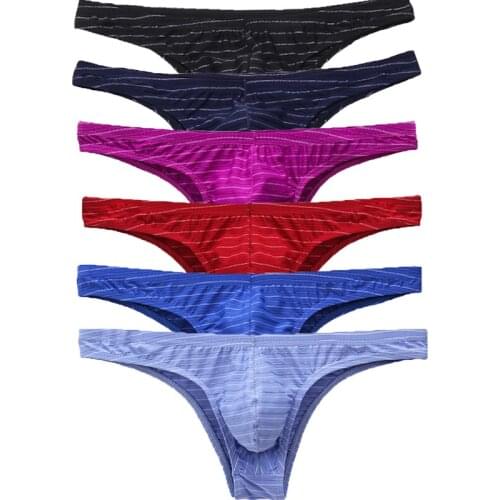 4PCS Sexy Men Underwear Jock Strap Bugle Pouch Striped Briefs Calzoncillos Hombre Panties Cueca Underpants Bikini Plus Size 2XL