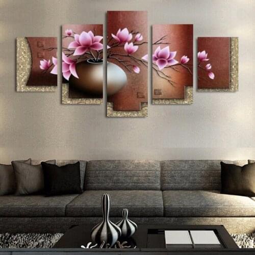5 Piece Canvas Art Modern Printed Vintage Flower Oil Paintings Canvas Picture for Living Room Wall Decor Paintings