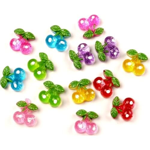 50pcs 15x14mm Resin Cherry Flatback Cabochon Jewelry Findings Scrapbooking For Jewelry Making Charms Pendants Accessories Diy