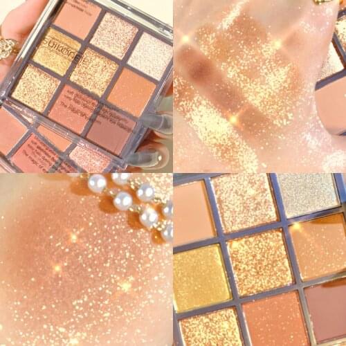 9 Colors Shimmer Matte Eyeshadow Pallete Waterproof Non-Smudge Long-lasting Pigment Diamond Shimmer Eye Pigments Face Cosmetics