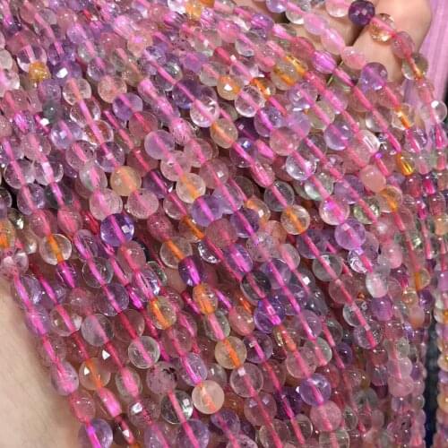 Natural Stone Super Seven Crystal Beads Faceted Loose Spacer Beads For Jewelry Making Bracelet Necklace DIY Accessories 6mm