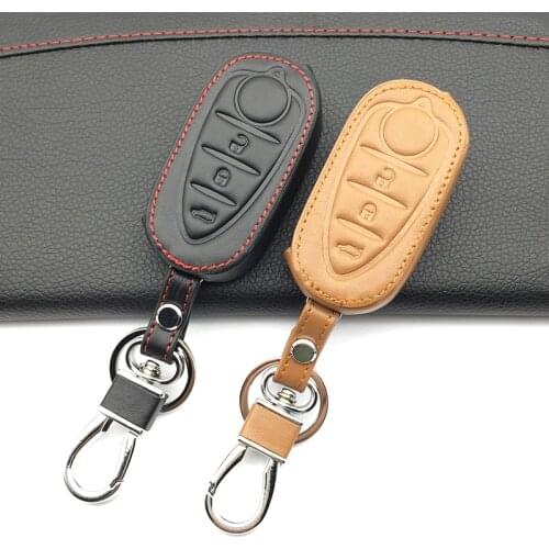 High Quality 100% Genuine Leather Car key cover Skin case For Alfa Romeo Mito Giulietta 159 GTA 3 Buttons Remote Protect Shell