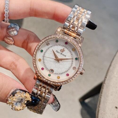 DACR New Womens Steel Strap Watch Diamond Calendar INS Rose gold Watches Women Waterproof Watches Top Brand Woman Watch 2020