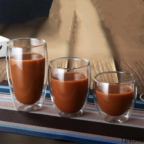 Household double-layer glass coffee cup milk cup heat-resistant cup without handle lemon juice cup