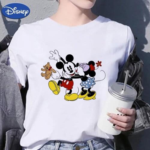 Disney Best Friends Forever Tshirt Mickey Mouse Women Clothes Aesthetic Casual 2021 Ulzzang Fashion Crewneck Oversize Hipster