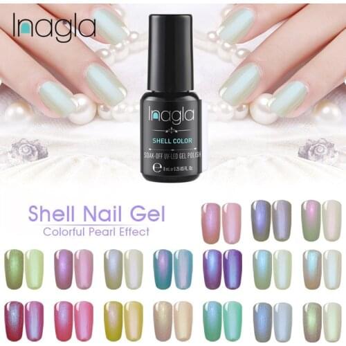 Inagla Shell Gel Polish Long Lasting Beauty Salon Soak Off UV LED Art Design Varnish Top Base Coat Semi Permanent Primar