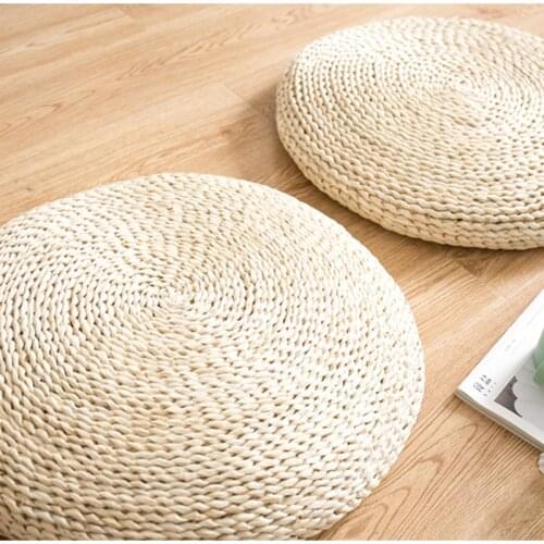 Tatami Futon Meditation Cushion 30cm 40cm Round Yoga Circle Corn Husk Straw Braid Mat Japanese Style Cushion with Silk Wadding