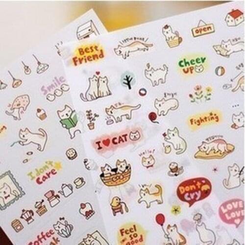 Korean stationery cute cat DIY diaries transparent decorative sticker entry Stationery office supplies for students