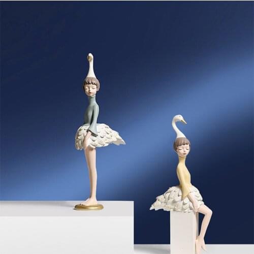 Creative Resin Swan Ballet Girl Statues Desktop Ornament Dancer Ballet Girl Figurines Home Decoration Accessories Christmas Gift