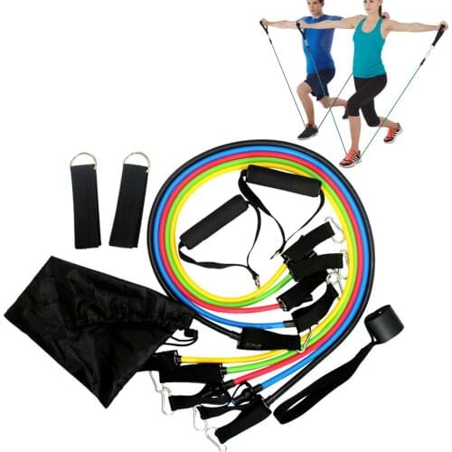 Latex Resistance Bands Gym Door Anchor Ankle Straps With Bag Kit Set Yoga Exercise Fitness Band Rubber Loop Tube Bands Home Gym