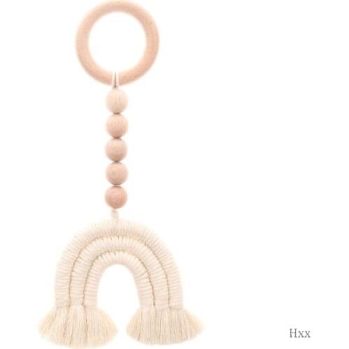 Cute Baby Wooden Teether Natural Wood Rattle Chewable Play Gym Stroller Toy Nursing Pendant Charms Teething Toys