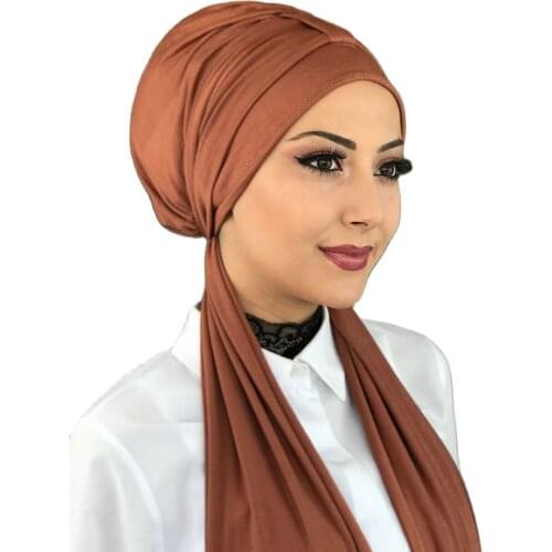 New Fashion 2021 Hijab Turban Lady Hat Seasonal Scarf Hijab Foulard Single Size Tile Color Scarf Bone