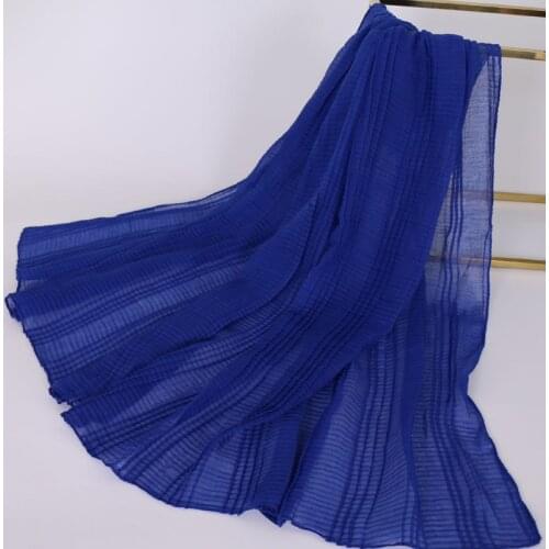 New Wrinkle Cotton Hijab Scarf Lady Solid Colors Crinkle Shawls Plain Soft Head Wraps Scarves Muslim Big Pashmina 180*70cm 1PC