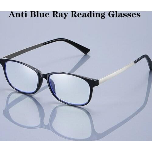 Anti Blue Ray Reading Glasses Business Classic Black TR90 Alloy Frame With Degree Lens Plus +1.0 +1.5 +2.0 +2.5 +3.0 +3.5 +4.0