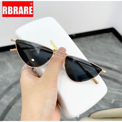 RBRARE Cat Eye Sunglasses Women Small Frame Metal Sun Glasses for Women High Quality Metal Cat Eye Sunglasses Gafas De Sol Mujer