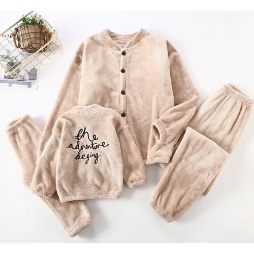 2020 Autumn Winter Boys Girls Pajamas Set Pyjamas For Kids Thick Warm Tops Pants Toddler Children Clothes Trousers Loungewear