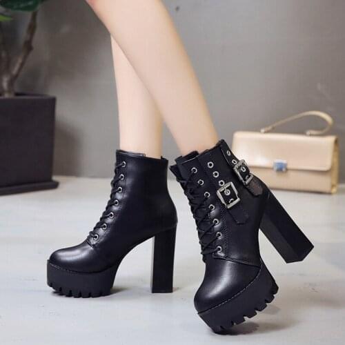 Europe and the United States autumn and winter new fashion 12CM high heels punk style sexy plus velvet high heel boots