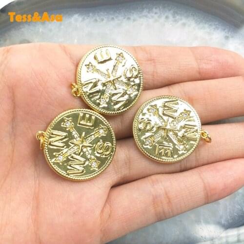 5pcs Coin Pendant Necklace For Women Jewelry Compass Charm Custom Gold Round Brass Pendant Pathfinder Traveler Gift Jewelry Set