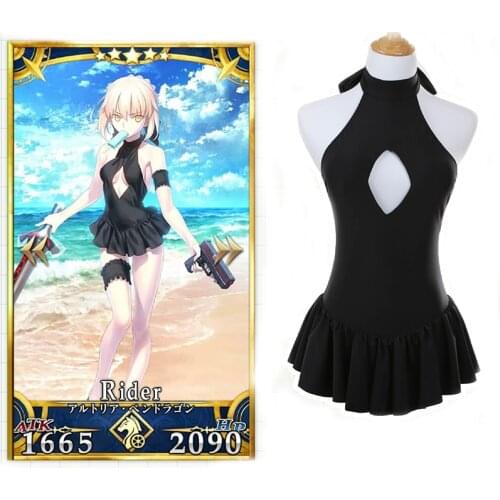 Neck Openwork Dress Black Halter Dress with Neck Suit Swimsuit Store Japanese Anime My King Cos Dead Pool Water Baby