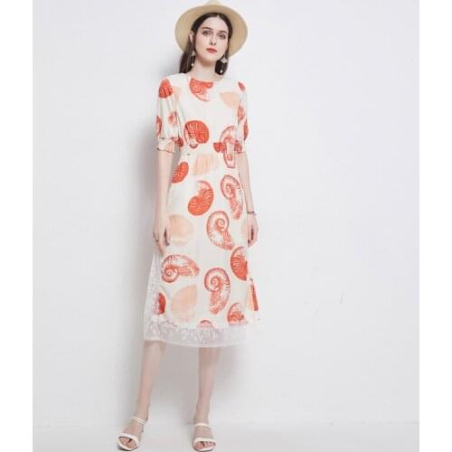 Short Sleeve Dresses Summer 2021 ladies Elegant Fashion Party Long Dress Femme Vintage Print Lace Dresses Women Vestido Sundress