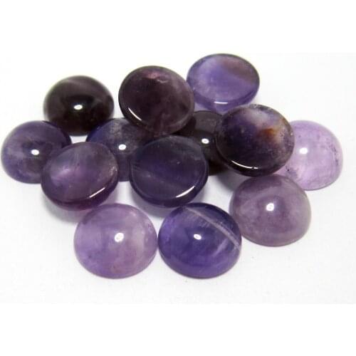 Natural Amethyst cabochon Round flat back Natural stone 8mm 10mm 12mm
