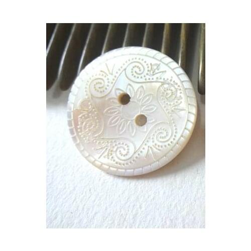 Free shipping 20pcs/lot Deep sea natural shell button laser vintage pattern trench sweater overcoat sallei button 23mm 25mm