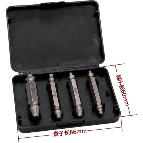 Xbees 4pcs Screw Extractor Drill Bits Guide Set Broken Damaged Bolt Remover Double Ended Damaged Screw Extractor 1# 2# 3# 4