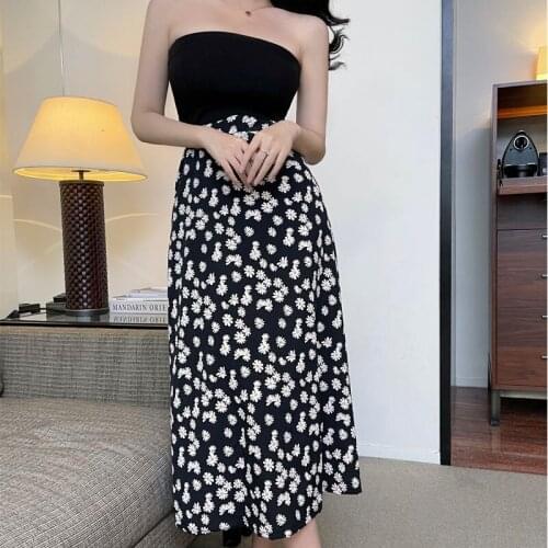 Fashion Floral Skirt Women Summer High Waist Beach Casual Midi Skirts Boho Elegant Vacation A Line Skirt Jupe Faldas