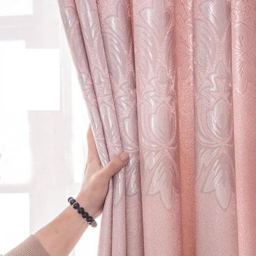New Design Fabric High Shading European Jacquard Modern Gray/Pink/Blue Customized Finish Blackout Living Room Curtain