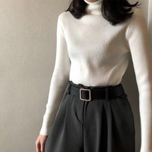 Womens Autumn And Winter Turtleneck Sweater Pullover Thin Section Women All-match Casual Jacket Soft Knitted Sweater Warm Women