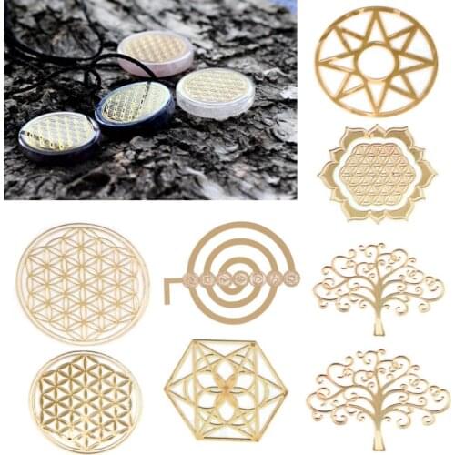 1Pc Geometric Pattern Paste Copper Stickers Flower Life Tree For DIY Jewelry Tool Energy Tower Material Epoxy Resin Art Crafts