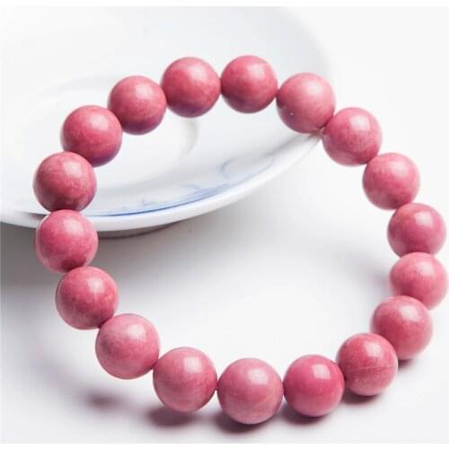 11mm Natural Rhodonite Gems Stone Crystal Stretch Round Bead Natural Stone Bracelets For Women Men