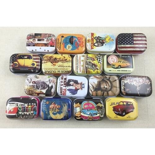 16pcs/lot American Style Vintage Mini Tin Box Storage Boxes Jewelry Wedding Favor Candy Box Accessories Free Shipping