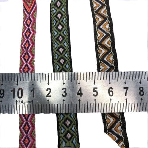 20yards/lot wide 1.1-1.2cm Woven Jacquard Ribbon Trims Geometric design for clothing accessory LS-0767