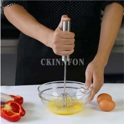 200Pcs/Lot 2017 Stainless Steel Semi-automatic Rotation Eggbeater Hand Pressure Egg Mixer Egg Stiring Tool