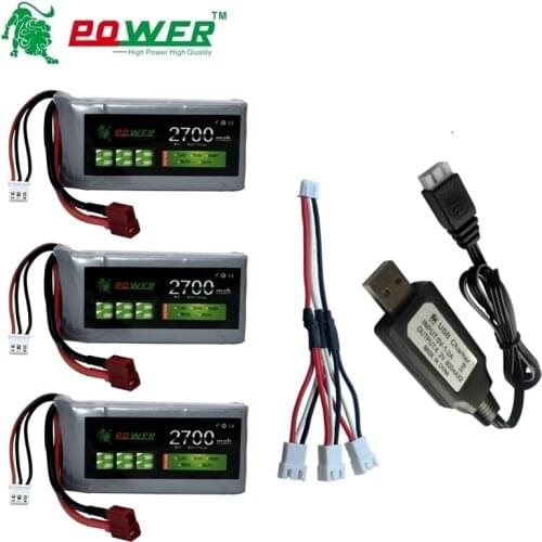 2s 7.4V 2700mAh 40C Max 60C RC Lipo Battery and Charger For Wltoys 12428 12423 RC Car feiyue 03 Q39 Upgrade parts Battery
