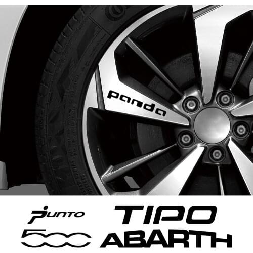 4PCS Car Wheel Rim Stickers For Fiat 500 ABARTH Trim X Sport PANDA Trekking PUNTO TIPO Auto Accessories Vinyl Film Hub Decals