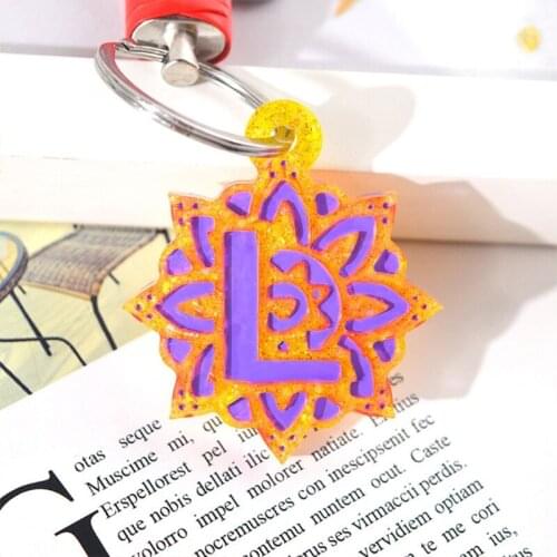 Mandala Alphabet Epoxy Resin Molds for Keychain Sticker Decal Ornaments Mold 26 Letters A-Z Jewelry Craft Casting Kit