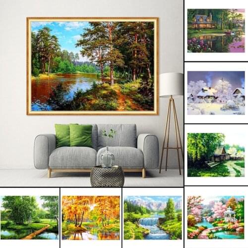 5D Diy Diamond Painting Landscape Cross Stitch Kit Full Drill Embroidery Scenery Mosaic Art Picture of Rhinestones Decor Gift